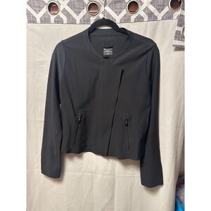 Athleta Stellar Moto Jacket in Black Womans Size Small Structured Zip